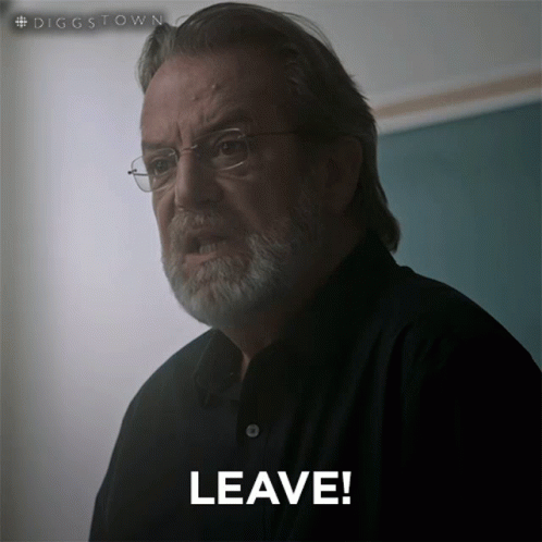 A Man With Glasses And A Beard Has The Word Leave In Front Of Him GIF