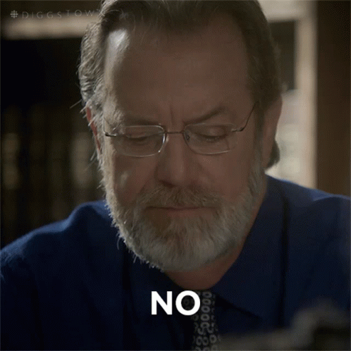 A Man With Glasses And A Beard Has The Word No On His Face GIF