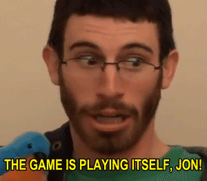 A Man With Glasses And A Beard Is Saying The Game Is Playing Itself Jon GIF