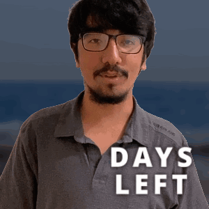 A Man With Glasses And A Beard Is Standing In Front Of A Sign That Says 14 Days Left GIF