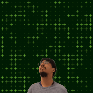A Man With Glasses And A Beard Looks Up At The Number 3 GIF
