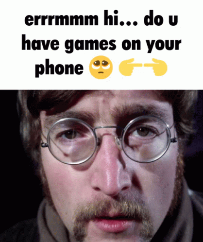A Man With Glasses And A Beard Says " Errrrmmm Hi ... Do U Have Games On Your Phone " GIF
