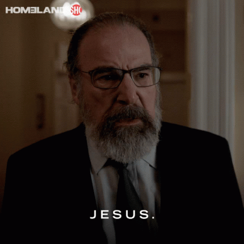 A Man With Glasses And A Beard Says Jesus On The Bottom GIF