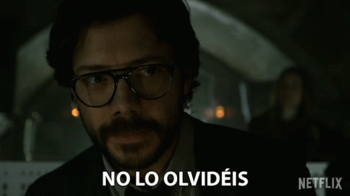 A Man With Glasses And A Beard Says No Lo Olvides In Spanish GIF