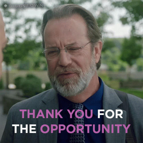 A Man With Glasses And A Beard Says " Thank You For The Opportunity " GIF