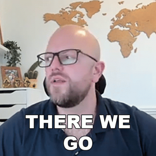 A Man With Glasses And A Beard Says " There We Go " GIF