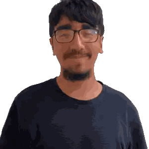 a man with glasses and a beard wearing a black shirt