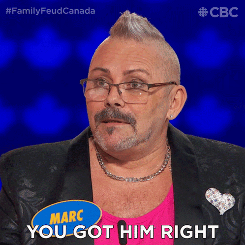 A Man With Glasses And A Mohawk Has The Words " You Got Him Right " Next To Him GIF