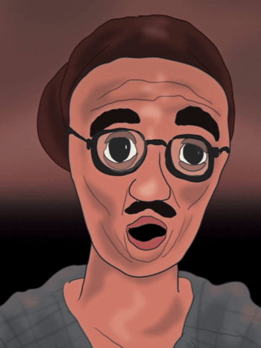 A Man With Glasses And A Mustache Is Making A Surprised Face GIF