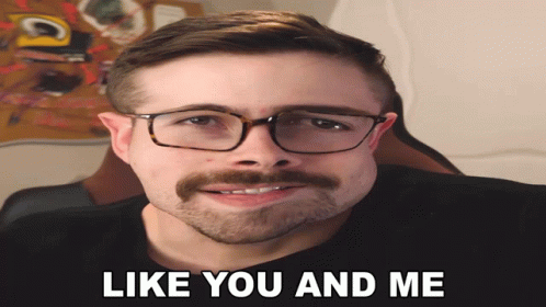 Smiling Man With Glasses And Mustache Like You And Me GIF