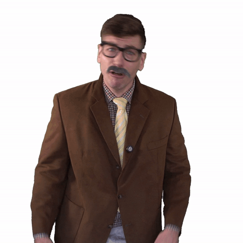 A Man With Glasses And A Mustache Is Wearing A Suit And Tie GIF