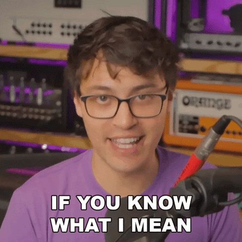 A Man With Glasses And A Purple Shirt Says " If You Know What I Mean " GIF