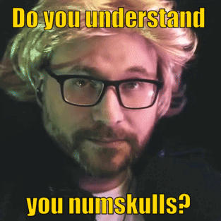 A Man With Glasses And A Wig Says Do You Understand You Numskulls ? GIF