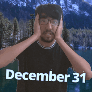 A Man With Glasses Is Covering His Face With His Hands And The Date December 31 GIF