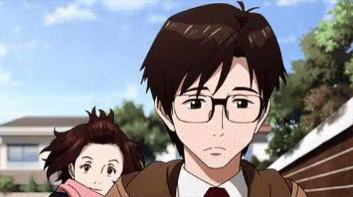 A Man With Glasses Is Holding A Girl On His Shoulders GIF