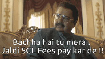 A Man With Glasses Is Sitting On A Couch With The Words Bachha Hai Tu Mera GIF