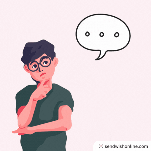 A Man With Glasses Is Thinking With A Speech Bubble Above Him GIF