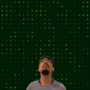 A Man With Glasses Looks Up At A Glowing Number 15 GIF