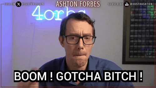 A Man With Glasses Says Boom ! Gotcha Bitch ! GIF