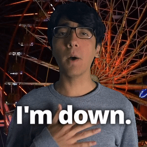 A Man With Glasses Says I 'M Down GIF