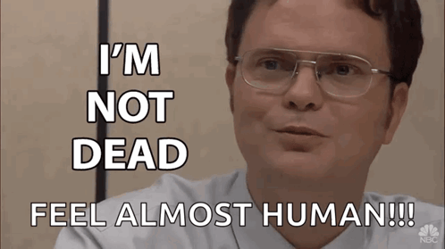A Man With Glasses Says I 'M Not Dead I Feel Almost Human GIF