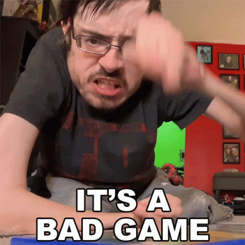 A Man With Glasses Says It 'S A Bad Game With His Fist In The Air GIF