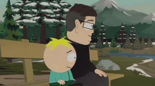 A Man With Glasses Sits On A Bench Next To A Boy GIF