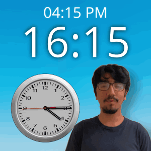 A Man With Glasses Stands In Front Of A Clock That Says 15:15 GIF