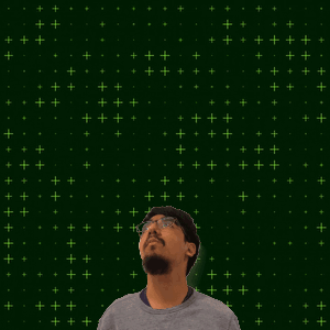 A Man With Glasses Stands In Front Of A Green Background With The Number 4 And 9 On It GIF