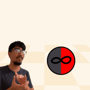 A Man With Glasses Stands In Front Of A Sign That Says Infinity Speedy GIF