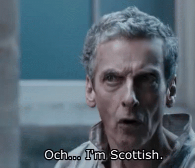 a man with gray hair is sitting in a chair and saying `` och ... i 'm scottish . ''