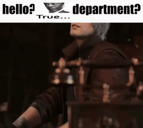 A Man With Gray Hair Is Sitting In Front Of A Sign That Says Department GIF