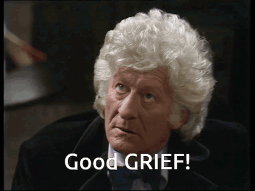 A Man With Gray Hair Says " Good Grief " GIF