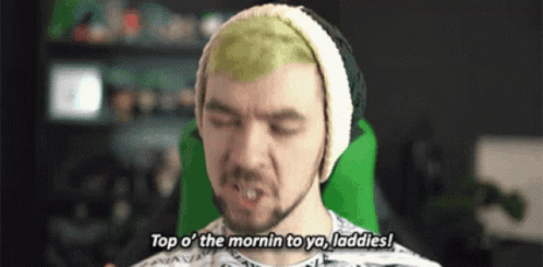 A Man With Green Hair Is Saying Top O ' The Mornin To Ya Laddles GIF