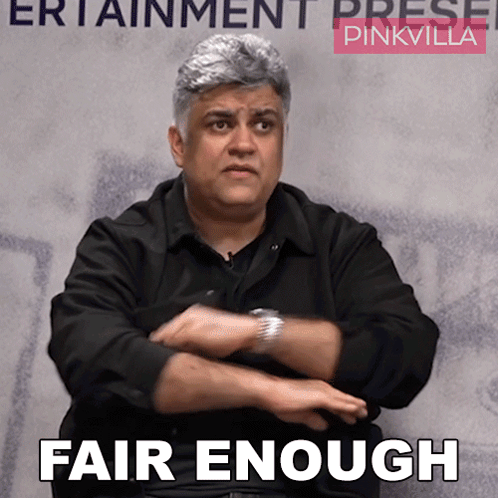 A Man With His Arms Crossed And The Words Fair Enough On The Bottom GIF