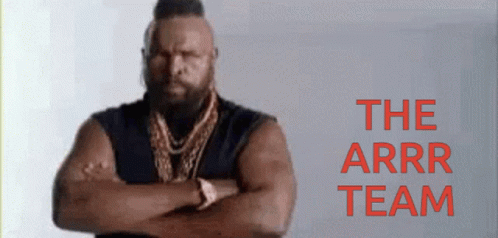 A Man With His Arms Crossed And The Words The Arrr Team Below Him GIF