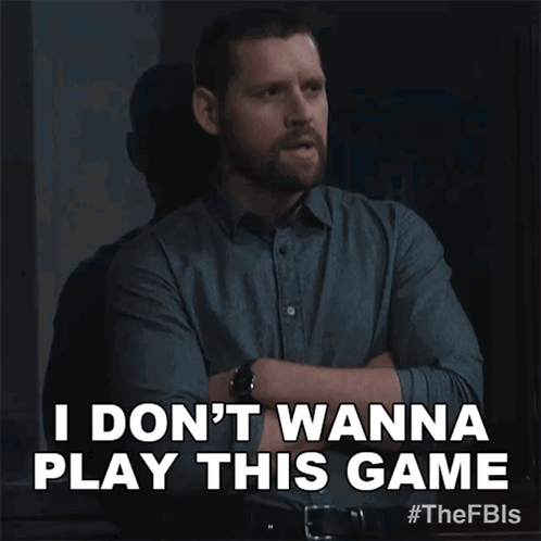 Man With Crossed Arms Saying I Don't Want To Play GIF