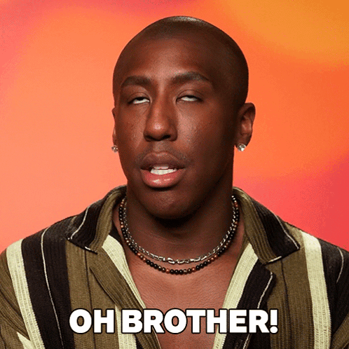 A Man With His Eyes Closed And The Words Oh Brother On The Bottom GIF
