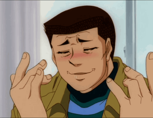 A Man With His Eyes Closed Is Making A Funny Face With His Hands GIF