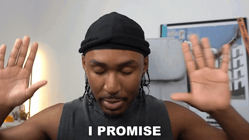 A Man With His Eyes Closed Says I Promise With His Hands Outstretched GIF