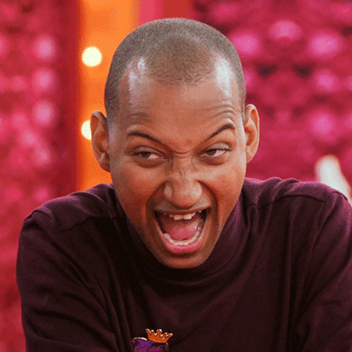 Man With Purple Shirt And Crown Open Mouth GIF
