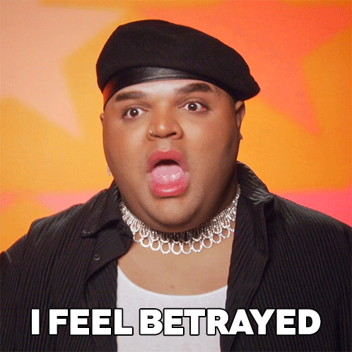 A Man With His Mouth Open And The Words I Feel Betrayed Behind Him GIF