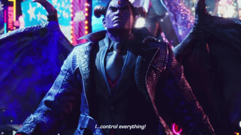 A Man With Horns And Wings Says I Control Everything GIF