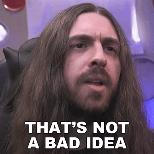 A Man With Long Hair And A Beard Has The Words That 'S Not A Bad Idea On His Face GIF