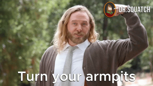 A Man With Long Hair And A Beard Has The Words Turn Your Armpits On The Bottom GIF