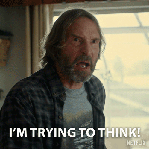 A Man With Long Hair And A Beard Is Saying I 'M Trying To Think GIF