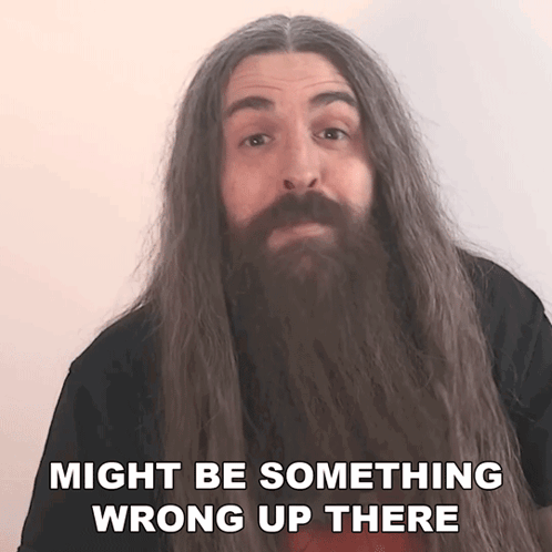 A Man With Long Hair And A Beard Is Saying Something Wrong Up There GIF
