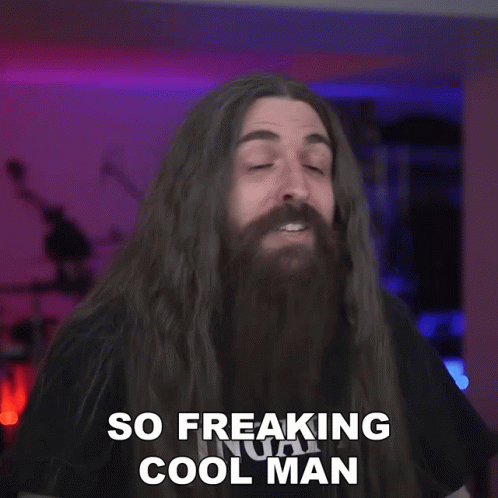 A Man With Long Hair And A Beard Saying So Freaking Cool Man GIF