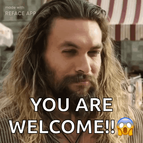 A Man With Long Hair And A Beard Saying You Are Welcome GIF