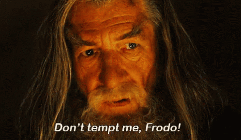A Man With Long Hair And A Beard Says " Don 'T Tempt Me Frodo " GIF